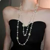Ketten Perle Halskette Weibliche Lange Mehrschichtige Pullover Kette Große Mode frauen Halsketten 2023 Zubehör