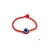 Bangle 50st/Lot Fashion Red Thread String Blue Evil Eye Armband Lucky Handmade rep för kvinnor Män smycken Drop Delivery Jew Dhgarden Dhly8