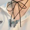 Chains Temperament Long Lace Up Necklace Elegant Butterfly Pendant Summer Choker Collar Necklaces Women Jewelry