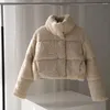 Kvinnors trenchrockar fleece jacka kvinnor mode dam långa ärmar beige faux päls high street höst vinter rock varm kvinnlig topp