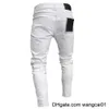 Herr jeans vita brodery jeans män bomull stretch rippade magra jeans högkvalitativa hiphop svart ho smala fit överdimensionerade denim byxor 0408h23