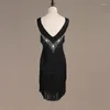 Tenues de scène Danse latine Robes Femme Entraînement / Utilisation Spandex Tulle Gland Cristaux Strass Sans Manches Haute Robe