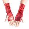 Fingerless Gloves Fashion Leather Gloves Short Fingerless Mittens Lady Girls Cosplay Hip-Hop Dance Sexig Stretch Half Finger Glovesl231017