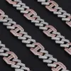 Jwy nova qualidade 15 mm de largura Miami Cuban Link Chain Ice Out Hip Hop colares dois tons