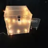 Party Supplies Clear Acrylic Card Box Wedding Assembled Wishing Well Reception med Light String Money Post Gift