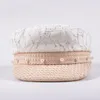 Beretten H7643 Dames Beret Hat Girl Zomer Zonnebrandcrème Lace Straw Cap Vrouw Mode Pearl Flat Top Zon Bescherming Elegante chique hoeden