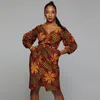Vêtements ethniques 2023 femmes manches longues robe moulante bureau dames mince pansement fête Vestido modeste célébrer traditionnel africain