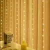 Sznurki 6m/4m/3M Kurtyna LED LIDZA LIDZA LEDA LAWKA SIĘ Sypialnia Święta Święta Świąteczna dekoracja wróżka lampa girland
