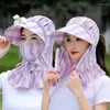 Sombreros de ala anchos Capacitación de sol de verano con cremallera para mujeres que cubren la cara de la cara con ventilador de protección contra el cuello para el cuello para la tapa a prueba de viento en bicicleta