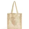 Klassisk designer Tote Luxury Bag Brands Hollow Letters Raffia Straw Handväskor Tote Fashion Paper Woven Crossbody Women Shoulder Bags Summer Beach Handbag Y22040156