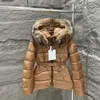 2023 Autumn Winter Women's White Duck Down Parkas Jackets dragkedja Striped Woman's Slim Short Coats MK23045