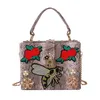 Schlangenprint mit diamanteingelegter Metallblume, Damentasche im Vogel-Stil, bestickte Handtasche mit einer Schulter, Umhängetasche 231108