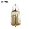 Dress Shoes EilyKen Spring Golden Rhinestone PVC Transparent Women Pumps High Heels Sexy Pointed Toe Party Wedding Shoes Size 41 42 231108