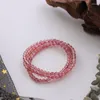 Strand minar ins rosa cor vermelha pedra natural cristal frisado pulseira para mulher atacado multi camadas pulseiras elásticas