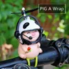 Decorations Cute Motorcycle Bicycle Ornament Pendant Small Pig with Helmet Airscrew Car Interior Accessorie Decoration Birthday Gift AA230407