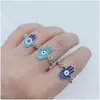 Anéis de cluster 5 Pçs / set Ouro Sier Cor Turco Hamsa Evil Eye Anéis para Mulheres Vintage Boho Knuckle Ring Set Feminino Partido Jóias Presente Dh8Fl