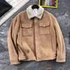 Mensjackor Autumn och Winter Loro Piana Lamb Fur Lapel Pocket Khaki Coats