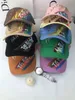 Hand-painted Color Baseball Caps Letter Cotton Curved Eaves Soft Top Sunhats
