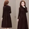 Vestidos Casuais Imitação Mink Fleece Engrossar Pulôver Quente Mulheres 2023 O-pescoço Cor Sólida Vestido Simples Estilo Solto