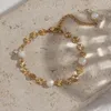 Ketting Oorbellen Set Elegant Meisje Leuke Zoetwaterparel Bloem Pailletten Ketting Choker Vergulde roestvrijstalen sieraden