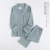 Женская одежда для сна японская хлопчатобумажная крепея с длинными рубашками для пижамы весны и осенью набор домашнего обслуживания женская пижама 230408