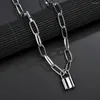 Kedjor Rock Choker Lock Necklace Layed Chain på nacken med punksmycken Mujer Key Padlock Pendant for Women Gift