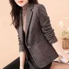 Costumes pour femmes Blazer Femmes Mode Coréenne Design Chic Simple À Manches Longues Col Rabattu Casual Bureau Dame Élégante Veste Vêtements