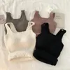 Damen Tanks ITOOLIN Winter Sexy Frauen Kaschmir Warme Camis Mit BH Pad Stricken Dicke Tank Tops Süße Für Plüsch Leibchen