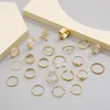 Anéis de cluster 1 conjunto pérola ouro cor conjunto vintage borboleta para mulheres geométrica moda coração anel oco jóias acessórios na moda