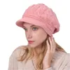 Gorro con cable de diseñador para mujer, gorro con ala de felpa aterciopelada, boina tejida, bonito conejo, gorro cálido para nieve, diadema, accesorios para el cabello