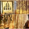 Strängar 3m/4m/6m LED -gardin Garland Fairy Lights Festoon med avlägsna år Juldekorationsfest bröllop
