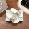 Fashion Classic Luxury Designer Women's Slide and Crystal Sandals Flat Shoes Diamond Slippers Fashion Summer Beach Color Satin Sand Luxury Brand Flat Flat