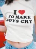 Damskie tshirt kobiety Y2K uprawy uwielbiam robić chłopiec płacz litera druku