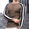 Camisolas masculinas outono e inverno padrão waffle pulôver casual de alta qualidade malha manga longa tripulação pescoço camisola rua jogging topo