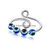 Band Rings Lucky Stainless Steel Blue Evil Eye Finger Ring For Women Gift Rotary Decompression Anti-Anxiety Turkish Open Drop Delivery Dhyvh