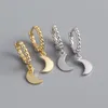 Hoop Earrings Yoofaning 925 Silver Needle Stud INS Minimalist Ball Beads Star Moon Pendant All-match Ear Buckle Women