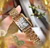 Amanti della moda Donna Quadrante romano Orologi Iced Out Due spille Spille Quadrato Designer Movimento al quarzo esplosioni annuali Orologio da donna in acciaio inossidabile di fascia alta Regali