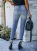 Jeans pour femmes 2023 College Student T Ripped Stretch Mid-Taille Ailored Pantalons sont super