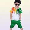 Neue Sommer Jungen Kleidung Set Casual Hiphop Streifen Bunte T-shirt Hosen 2 Stücke Anzug Kindergarten Leistung Kinder Kleidung 2103267941786