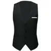 Men's Vests Men Formal Waistcoats Dress Suit Vest Slim Three Button Polyester Spandex Casual Sleeveless British Autumnn