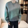 Erkek Sweaters Moda O yaka gevşek örgü eklenmiş kravat boya giysileri 2023 Sonbahar Kış Büyük Boy