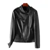 Echte Lederjacke Damen Frühlingsmantel Motorrad Bikerjacken schwarze Oberbekleidung lässige Tops klassisch stilvoll XS S M L