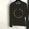 Brevtryck tunna tröja kvinnor mode lös rund nackskjorta designer high end pullover toppar