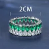 Trauringe Luxus weiblicher kleiner weißer grüner Steinring klassischer silberner Farb-Verlobungs-Kristall für Frauen