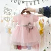 Meisje jurken all-match stijl babymeisjes zomer geboren baby kinderkleding 1e verjaardag feest prinses jurk bloemen kleding