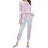 Women's Sleepwear Womens Pajama Sets 2 Piece Tie Dye Long Sleeve Loungewear Fall Clothes Women Slippers Girl Size 5 Little Girls And Robe