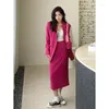 Abito a due pezzi da donna autunno vintage pantaloncini casual blazer gonna set pendolarismo tinta unita allentato avvolto fianchi abiti in due pezzi