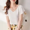 Blouses pour femmes Printemps mode coréenne chemises en mousseline de soie femmes col en v mignon hauts été papillon manches chemisier blanc petit haut Blusas grande taille