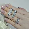 Halsbandörhängen Set 2023 Trendiga Silver Color Korean Women and Ring Party Gift Jewelk Bulk Sell Christmas E010-R010