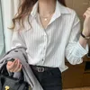 Women's Blouses Women's Striped Vintage Elegant Long Sleeve Casual Womens Tops 2023 Autumn Professional Shirts For Office Ladies